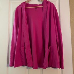 Isaac Mizrahi Live Pima hoodie. Pink. XL.